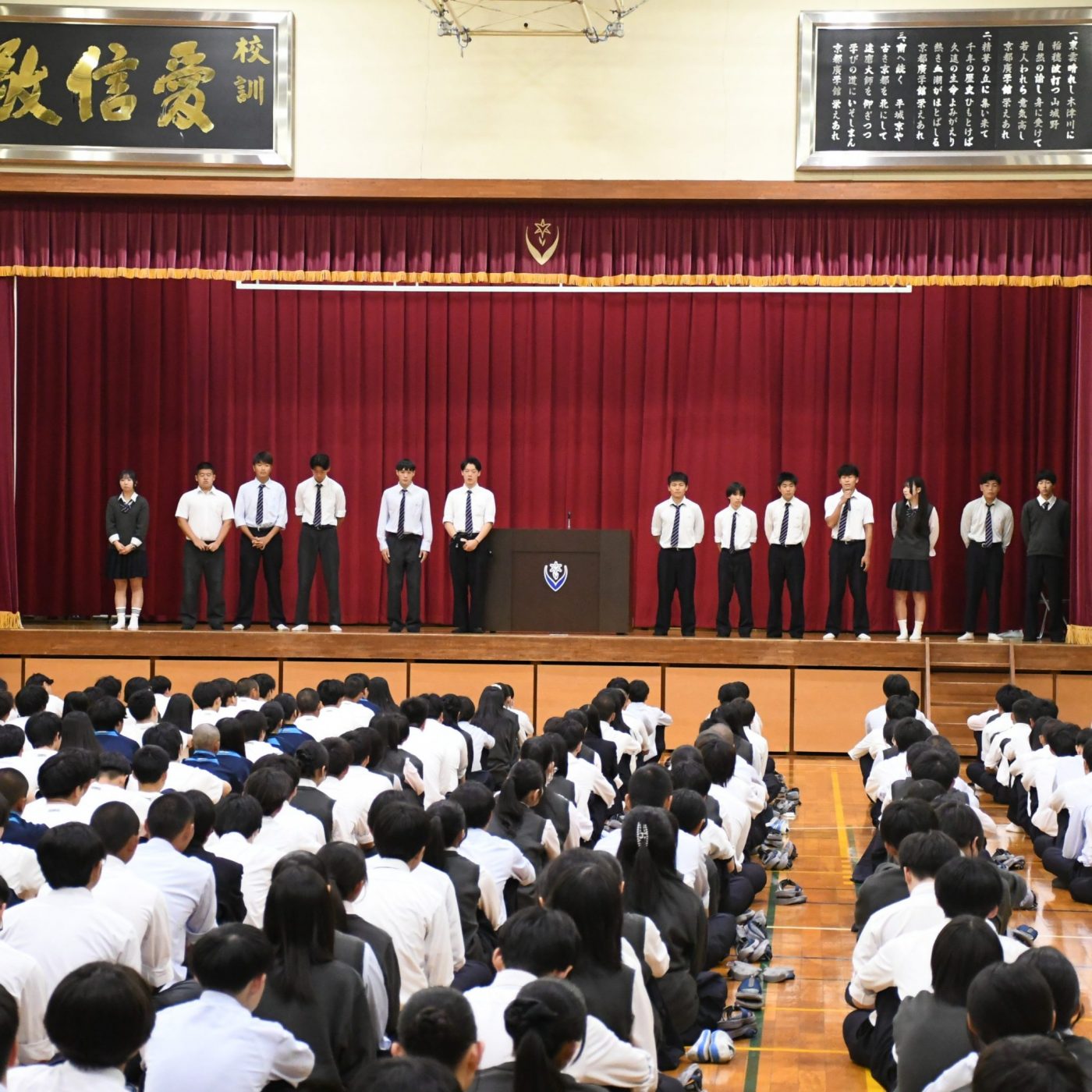 避難訓練＆総体壮行会